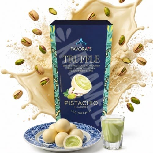  Truffle White Chocolate Pistachio Favora's 100g - Importado Holanda