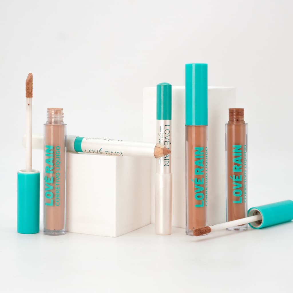 Kit 2 em 1 Contorno Líquido + Lápis Acabamento Alta Cobertura Tetxura Coreano Maquiagem Make Base Corretivo Lové Rain