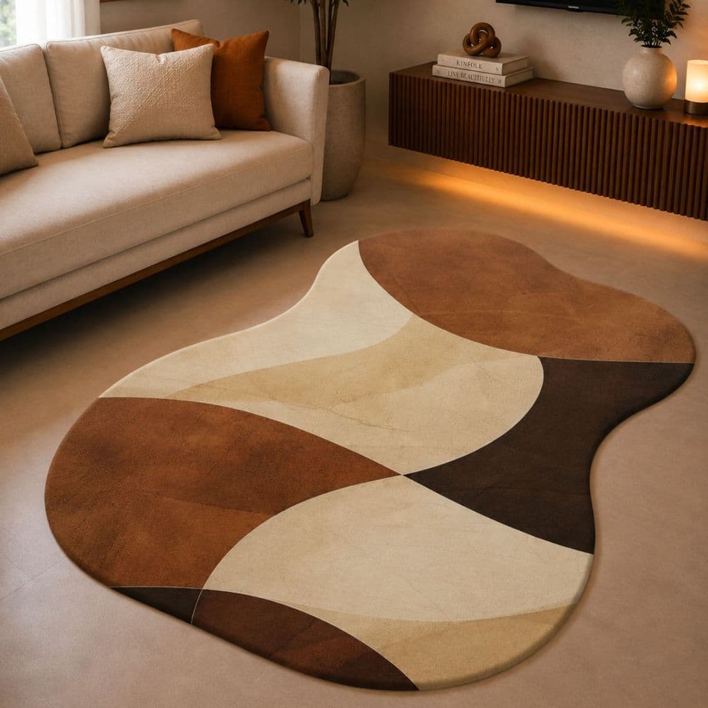 Tapete Orgânico Decorativo 117x67cm Antiderrapante para Sala e Quarto 060