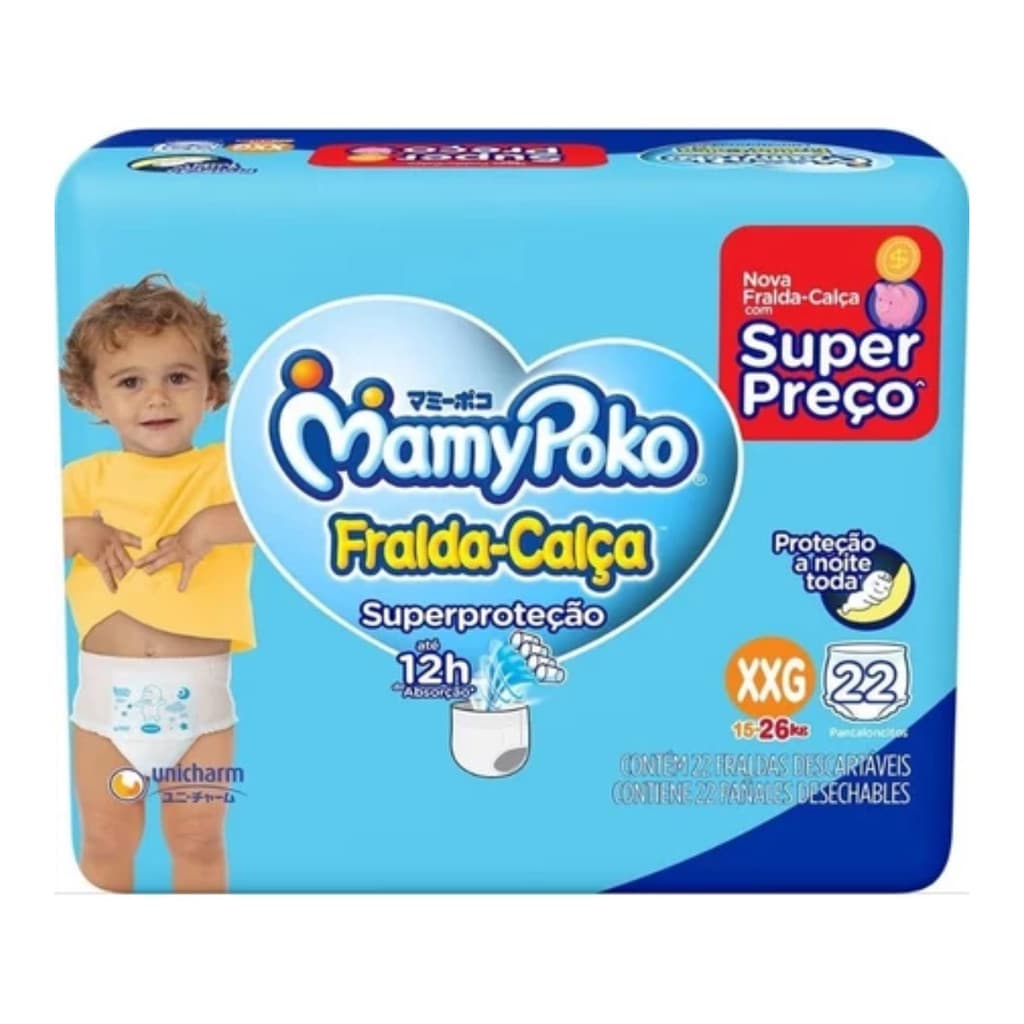 Fralda Infantil Mamypoko Calça Superproteção XXG 22 Unidades