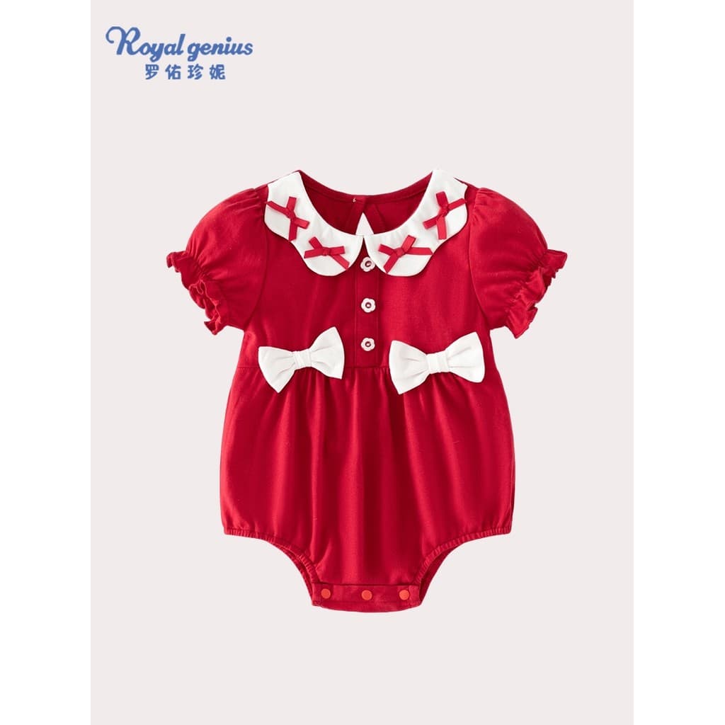 Verão bebê menina bebê roupas de verão de um ano de idade moda fina vermelha roupas de bebê macacão de manga curta roupa