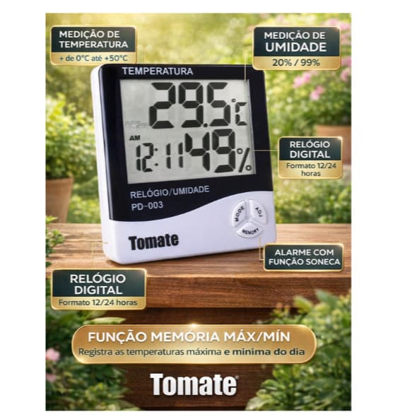 TERMO HIGRÔMETRO TERMOMETRO DIGITAL TOMATE PD003