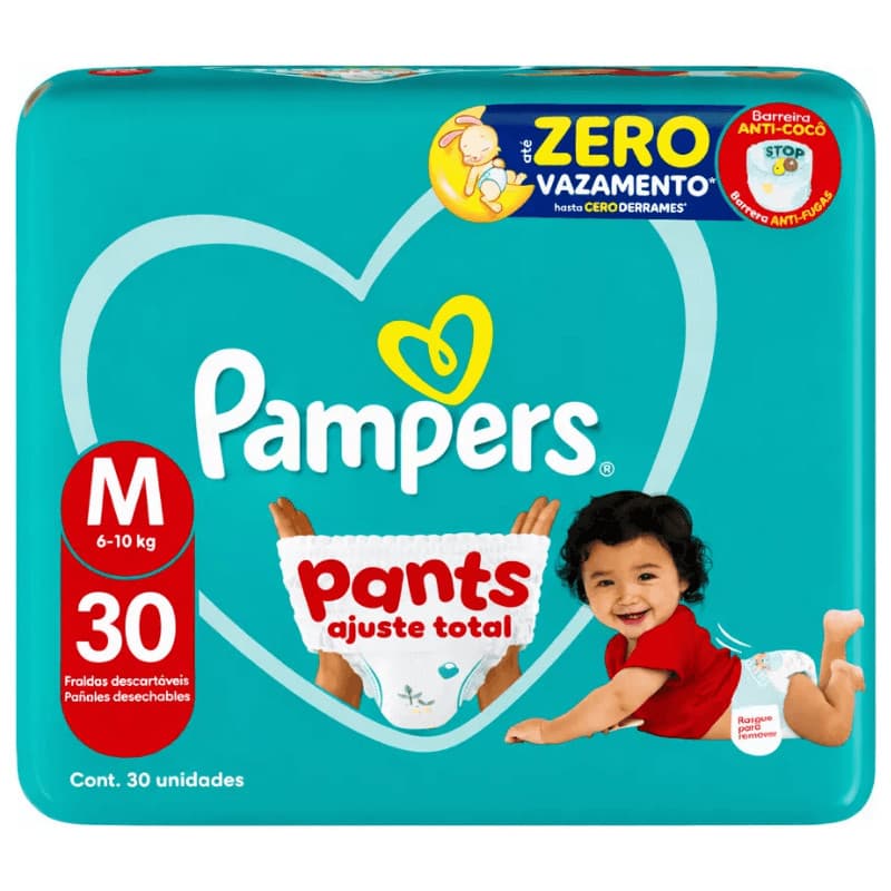 Fralda Pampers Pants Ajuste Total Mega M 30 Unidades