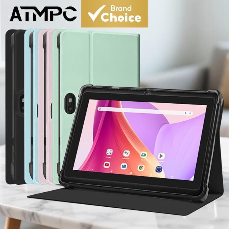 Tablet Android ATMPC 7 polegadas, 16 GB de armazenamento, tela IPS HD, câmeras frontais e traseiras de 2 MP, Wi-Fi 2,4G,