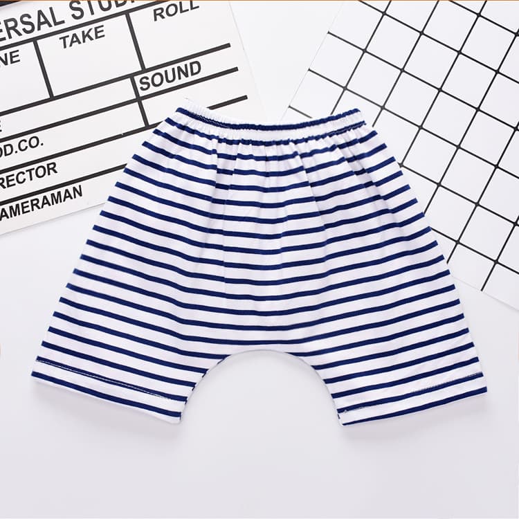 Verão meninos grandes PP Shorts listrado estilo fino bebê menina puro algodão Harem calças parar fraldas crianças exteri