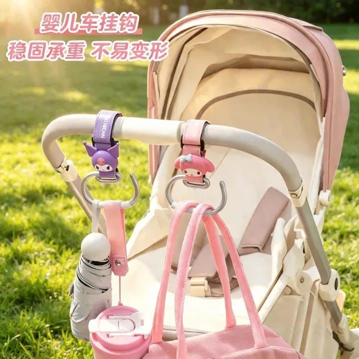 Sanrio carrinho de bebê gancho carrinho de bebê bolso carrinho pendurado objeto gancho pendurado saco pendurado guarda-c