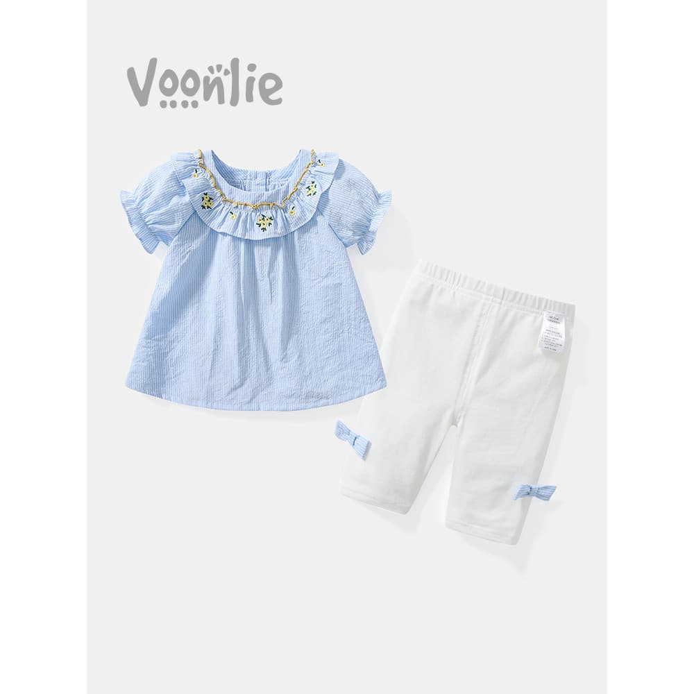 Fan Hunter meninas terno de verão moda roupas de verão do bebê estilo fino roupas de bebê menina de manga curta terno de