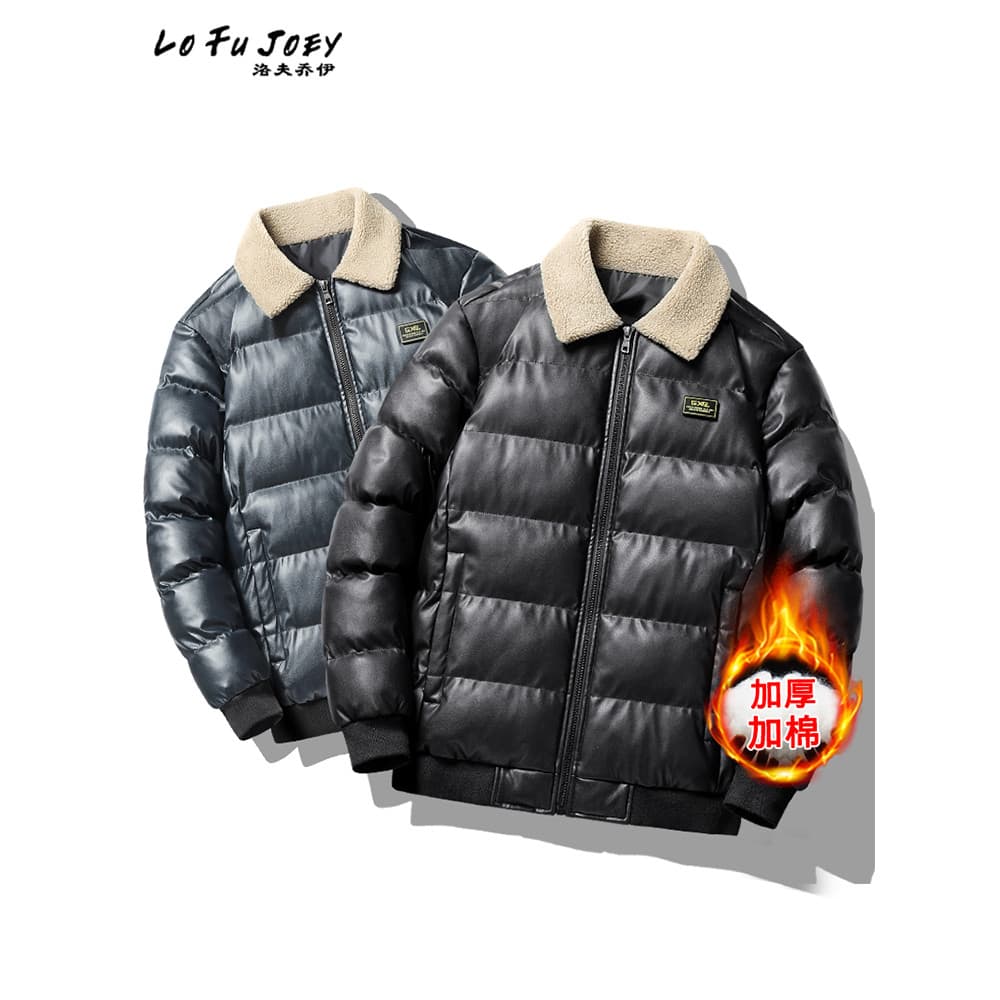 Jaqueta de couro masculina 2026 novo estilo jaqueta de inverno jaqueta de algodão jaqueta de couro tamanho grande forro 