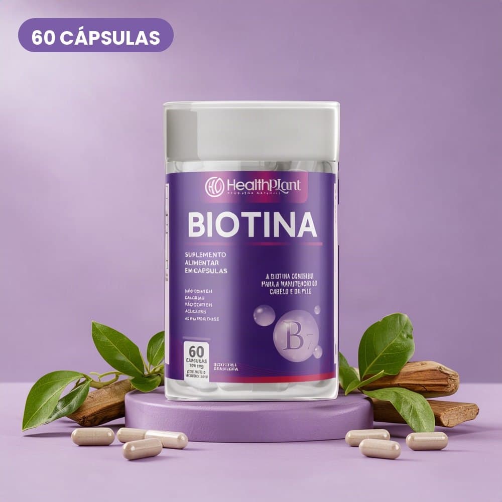 Suplemento Alimentar em Cápsulas de Biotina Vitamina B7 Vitamina H 60 Cápsulas Unissex Adulto