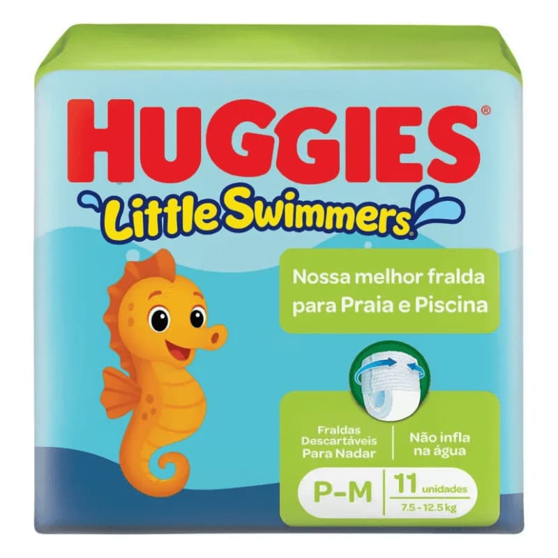 Fralda Huggies Para Piscina Little Swimmers Praia e Piscina Tamanho P/M com 11 unidades