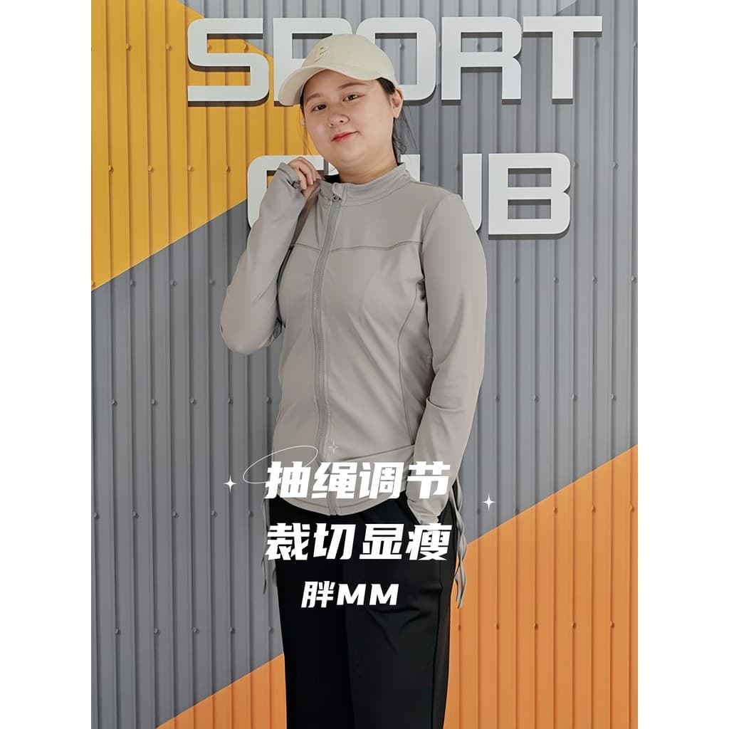 Roupas de Yoga jaqueta feminina esportes roupas de Fitness fino-ajuste zíper cordão de manga comprida correndo topo tama