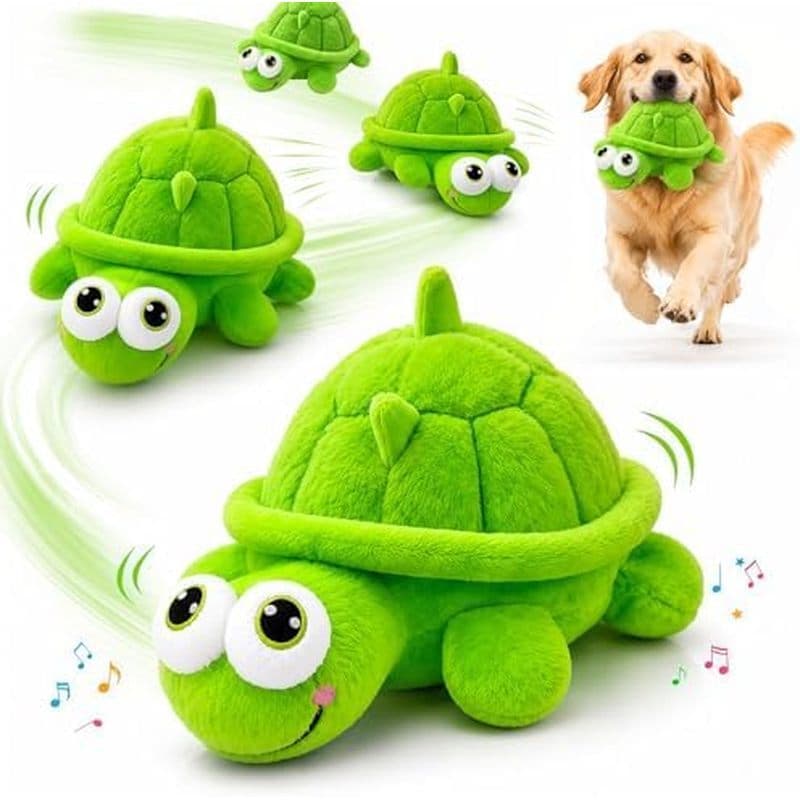Brinquedos Interativos Para Cães , Brinquedo Cachorro Tartaruga Em Movimento Com Bola Quicando & amp ; Música De Pelúcia
