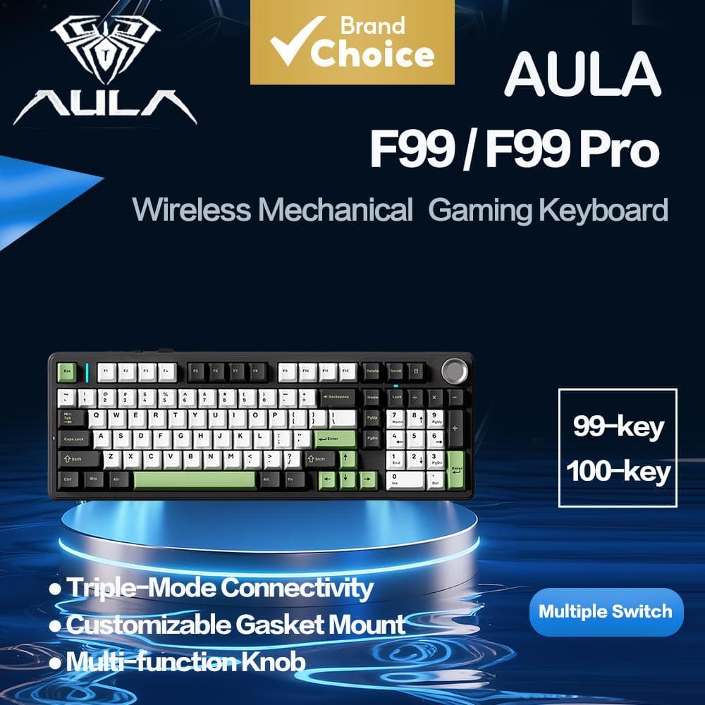 Teclado Mecânico AULA F99 Tri Modo, Teclado RGB Bluetooth Sem Fio Hot Swappable Gasket Montado Ergonômico Personalizado