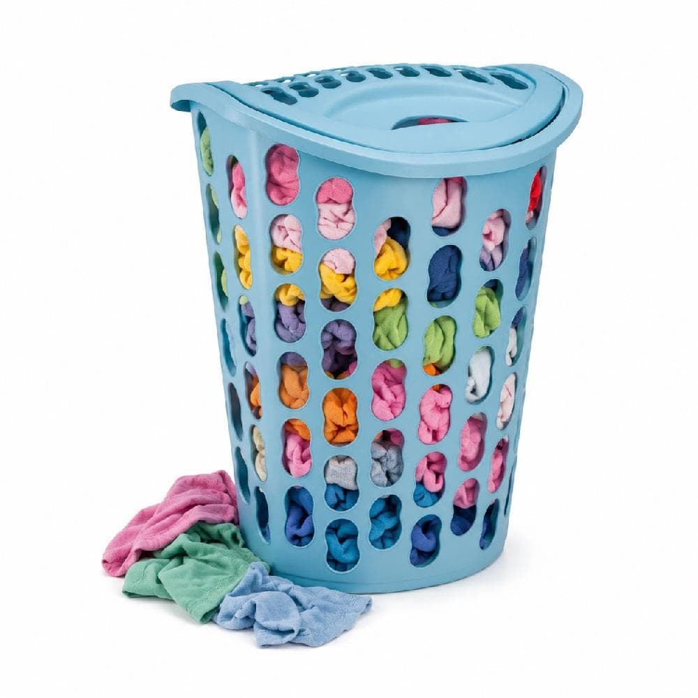 CESTO ORGANIZADOR 40L AZUL GRANDE COM TAMPA PORTA BRINQUEDOS ROUPA SUJA TELADO MULTIUSO QUARTO LAVANDERIA BANHEIRO