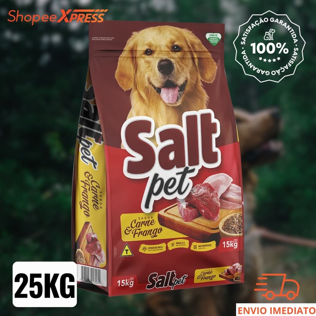 RAÇÃO CACHORRO SALT PET CARNE/FRANGO  25KG 18% APENAS 1 POR PEDIDO
