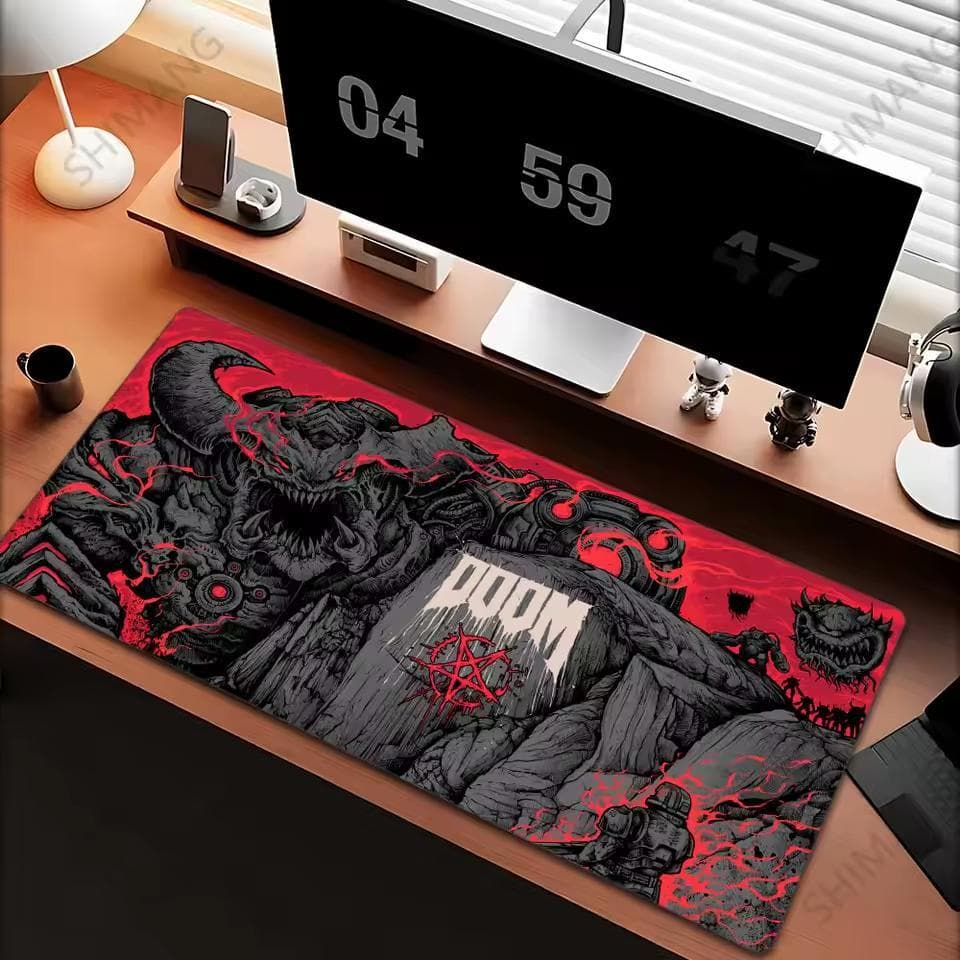 Mousepad Gamer 80x30 Antiderrapante Doom Doomguy Slayer Game Açao Hunter Geek