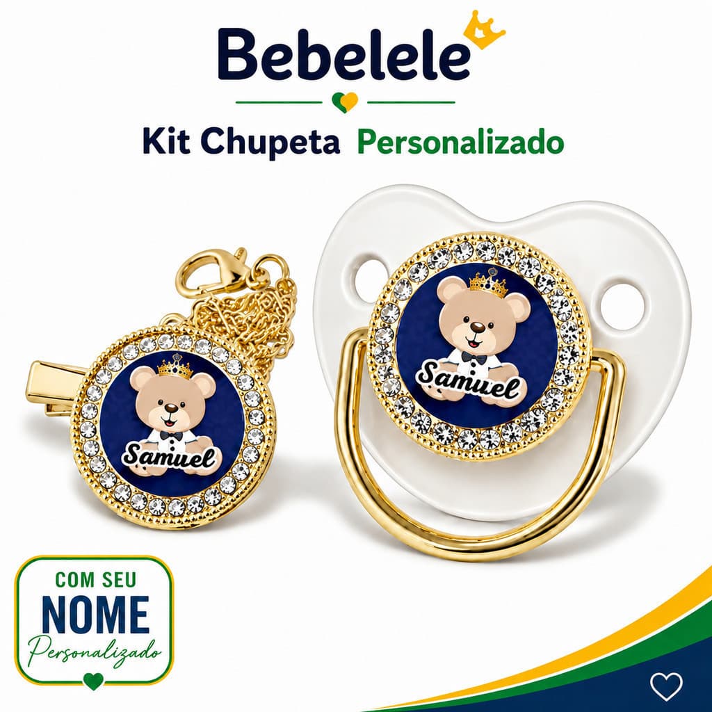 Chupeta plana para bebês, personalizada com nome/foto, inclui clipe/corrente para chupeta#358