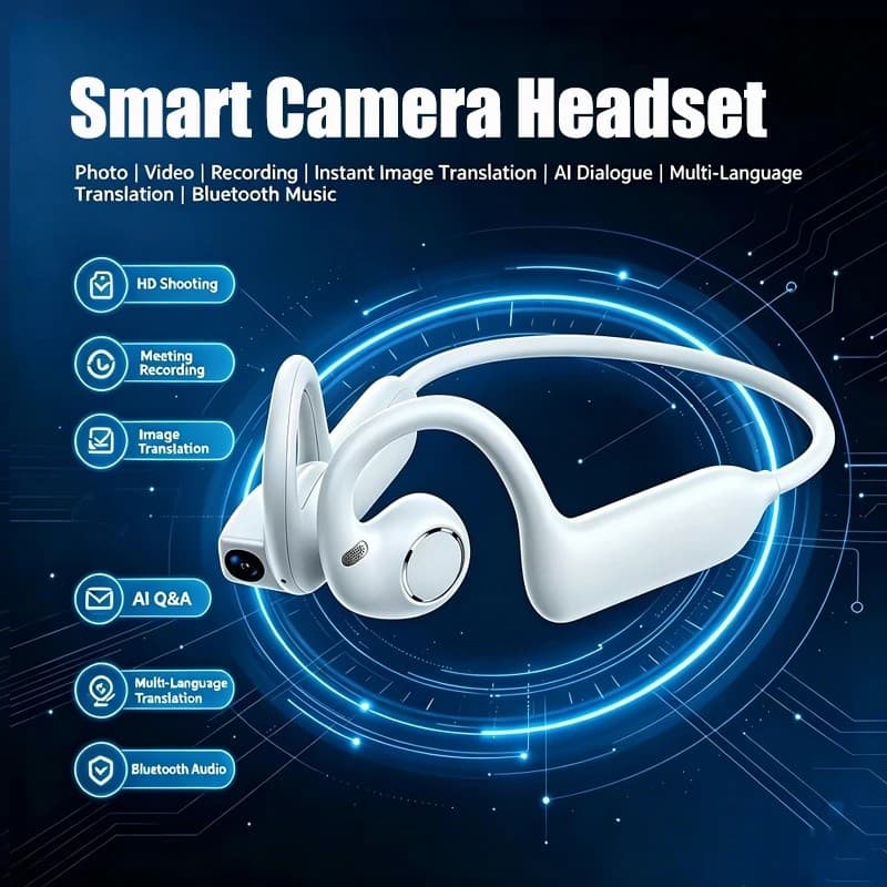 AI Fones De Ouvido Inteligentes 8MP Câmera 4K HD Gravação De Vídeo HIFI Equitação Fone Tradução ChatGPT Bluetooth Chamad