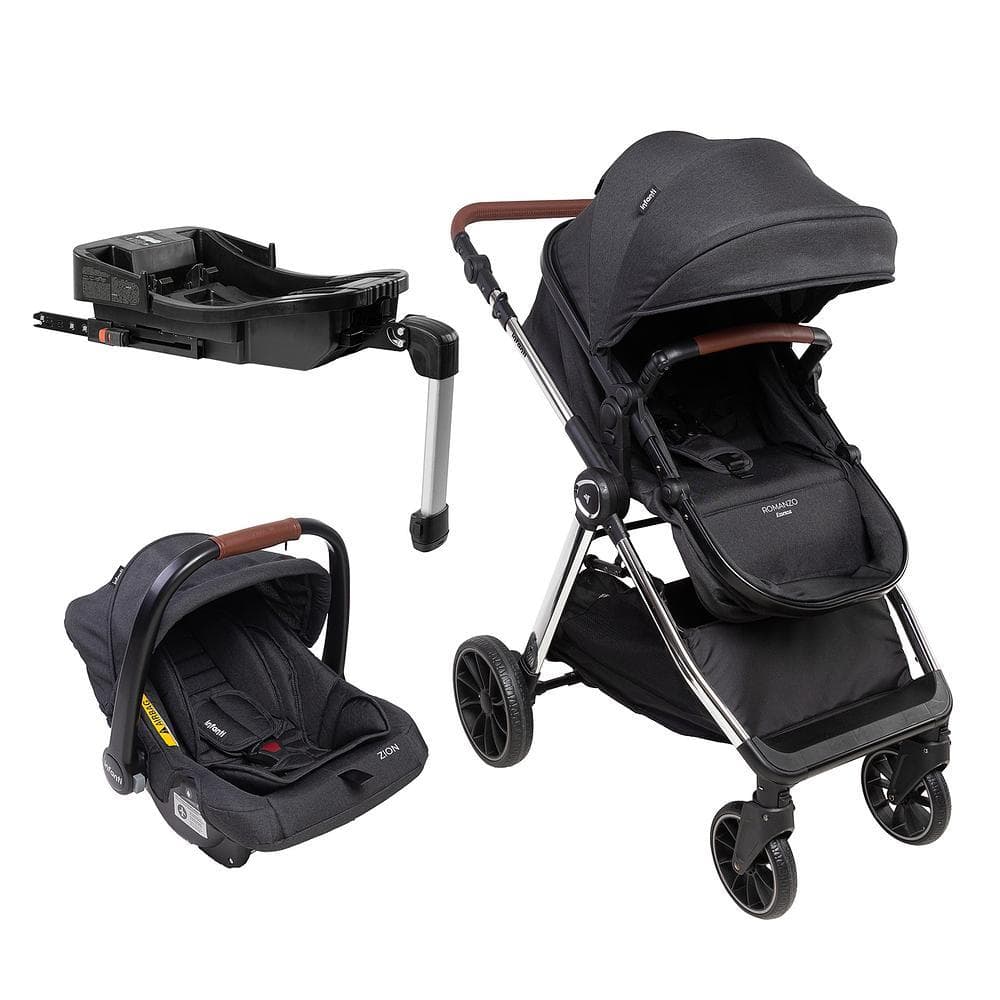Carrinho com Bebê Conforto Romanzo Essenza Infanti Travel System Trio Com Base Isofix 0-22kg