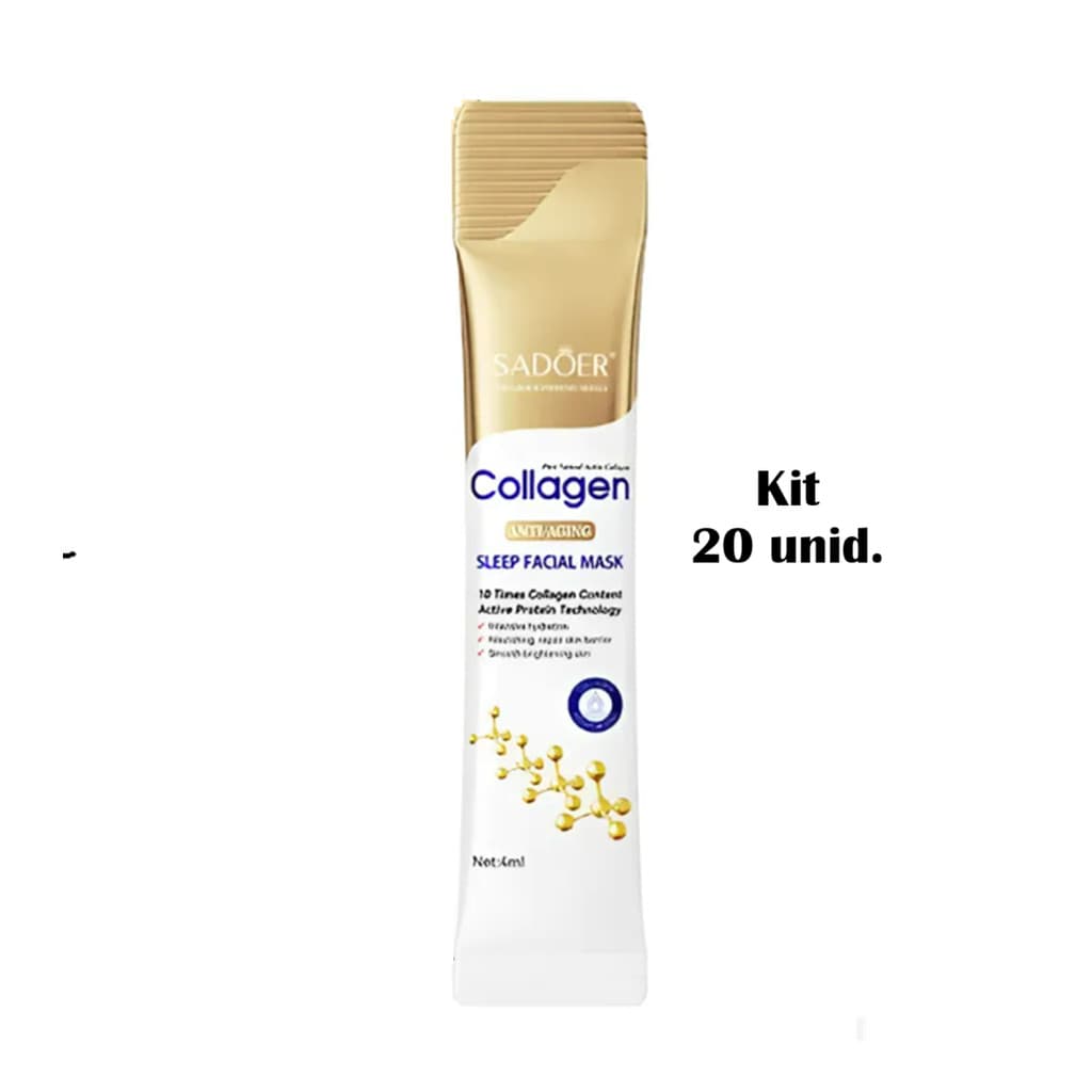 Kit 18 Máscaras Faciais Noturnas Colágeno Sadoer Anti-Idade 4ml