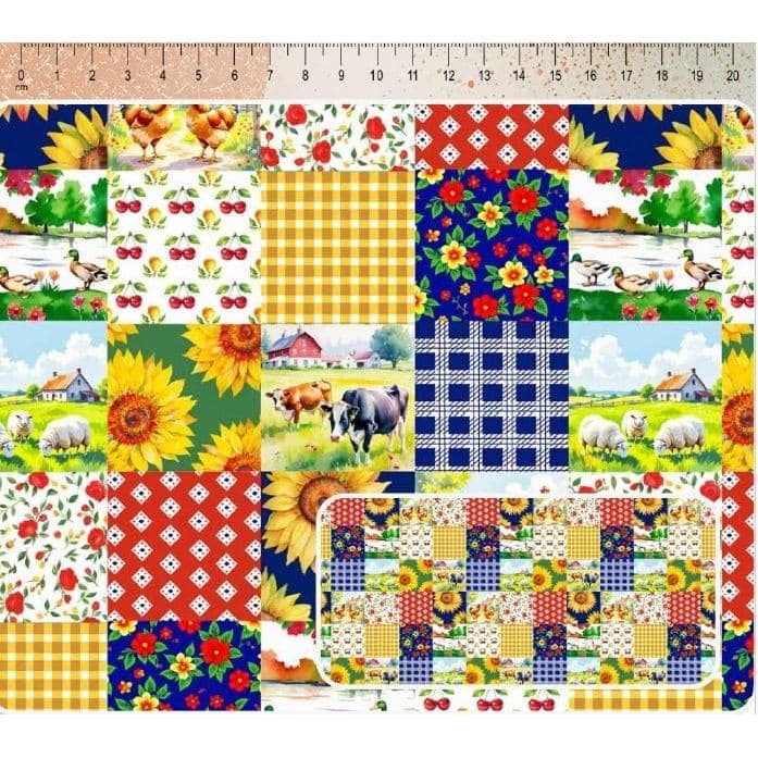 Tecido Tricoline Digital Patchwork da Vaquinha 50 x 150 cm Qualidade Fernando Maluhy