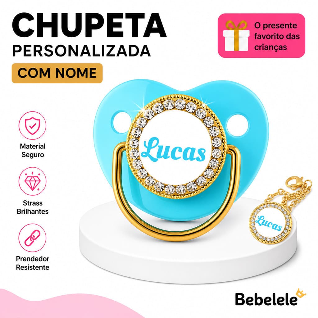 Chupeta para Bebês com Nome Personalizado, Chupeta de Silicone Livre de BPA&LMQZ
