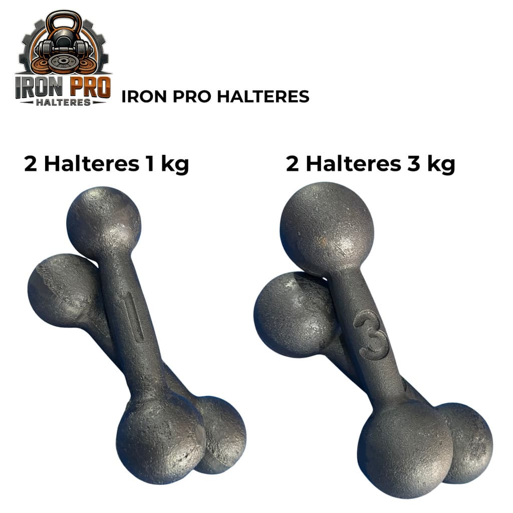 Kit Halter Bola Pintado 1 kg + 3 kg 2 Pares 8 kg Total Ferro Fundido CrossFit Musculação Academia Treino Casa Funcional