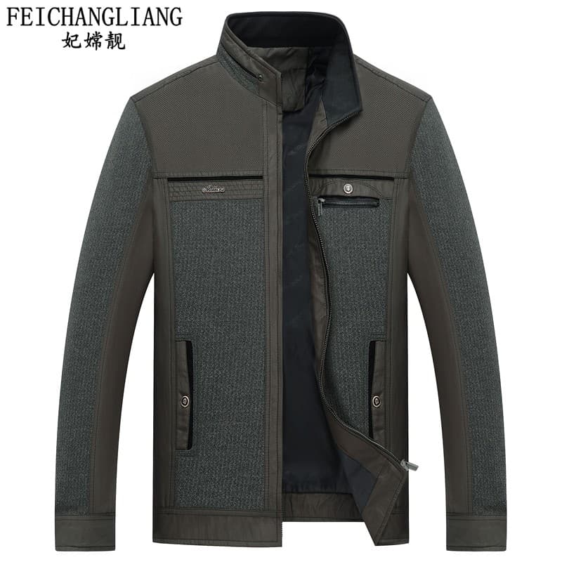 Jaquetas de primavera masculinas de meia-idade pai usar jaqueta de gola alta de meia-idade roupa masculina idosa vovô fi