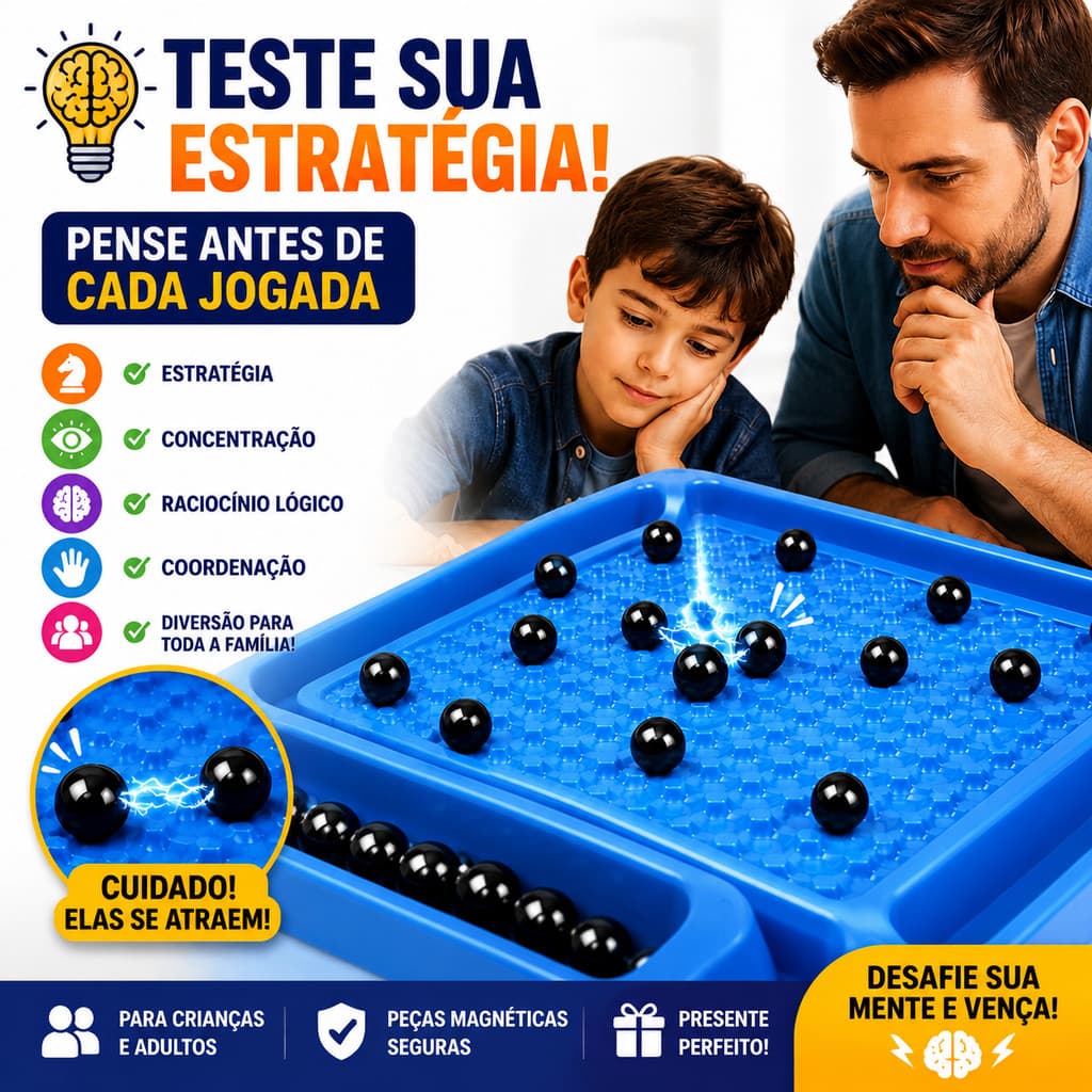Jogo de Xadrez e Dama Tabuleiro Magnético Portátil Lógica e Estratégia Brinquedo Educativo Para Toda Família