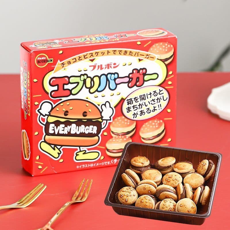 Japão importado Bourbon Mini sanduíche de Chocolate hambúrguer caixa de biscoito presente de aniversário das crianças la