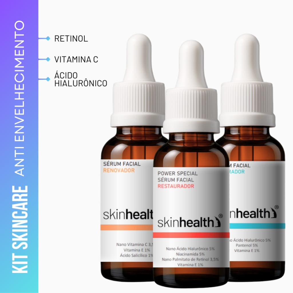 Kit Skincare Anti Envelhecimento - Sérum com Vitamina C Niacinamida e Pantenol