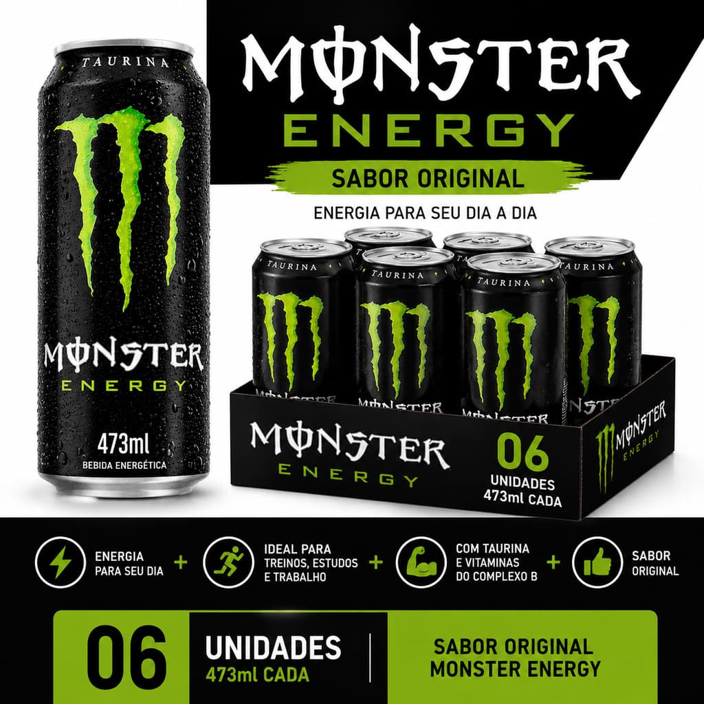 Energético Monster Original 473mL com 6 Unidades