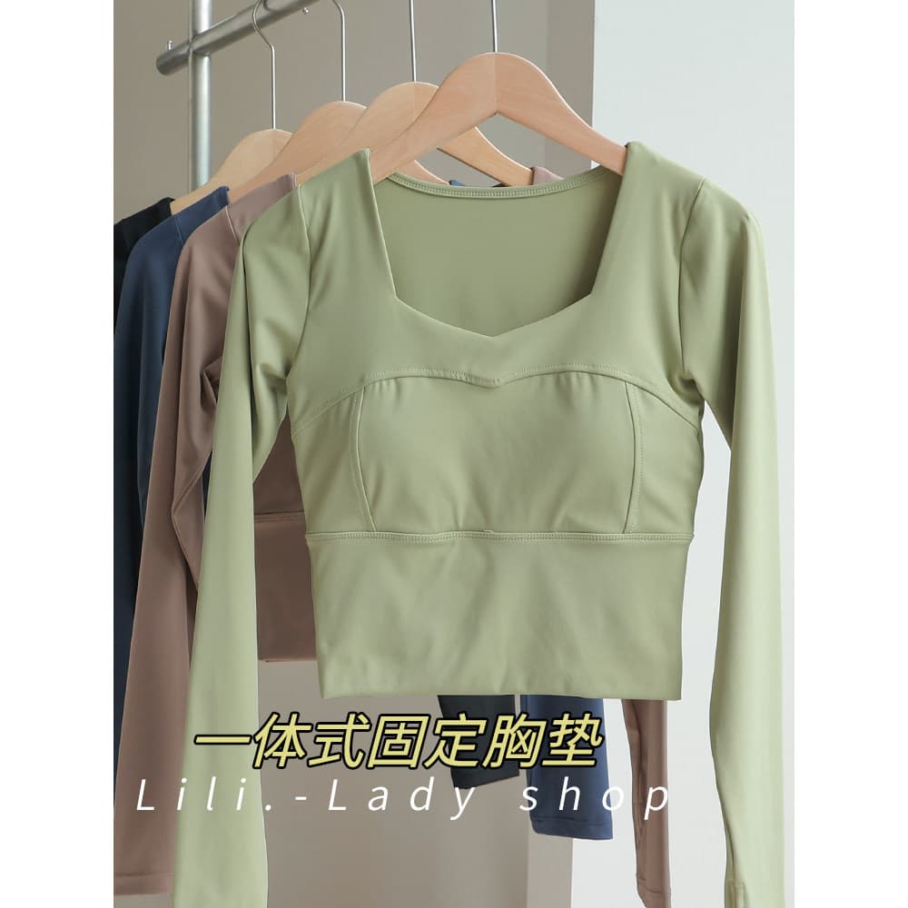 Roupas de Yoga femininas com almofadas no peito 2026 novo estilo High-End esportes de manga comprida roupas de Fitness p