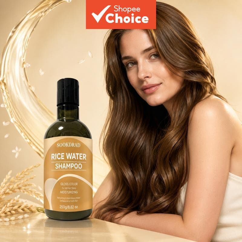 Shampoo de Água de Arroz, Cuidado Capilar Natural, Suave, Hidratante, Para Todos os Tipos de Cabelo