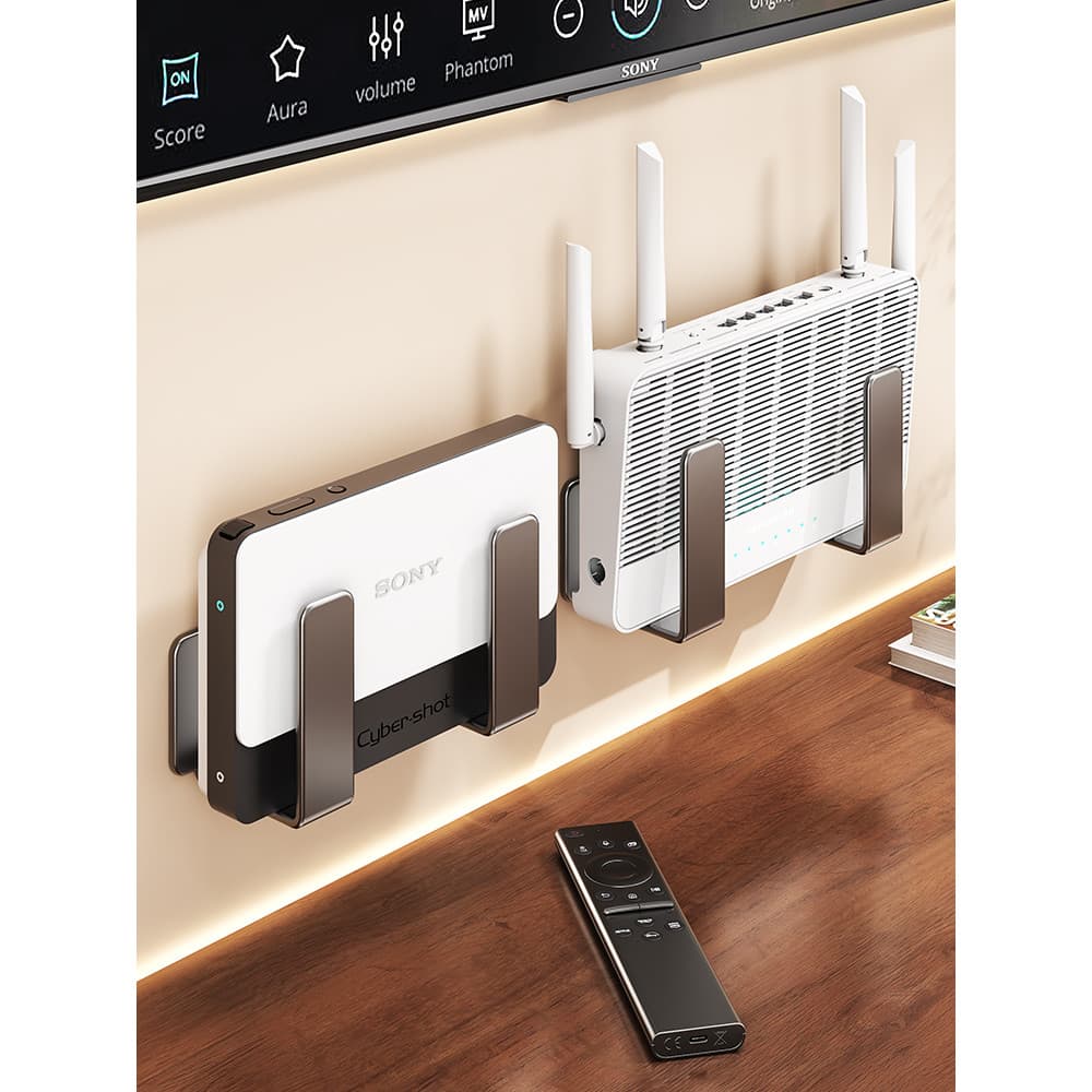 Rack de colocação de roteador, prateleira wi-fi sem perfuração, montagem na parede, suporte de caixa superior, energia d