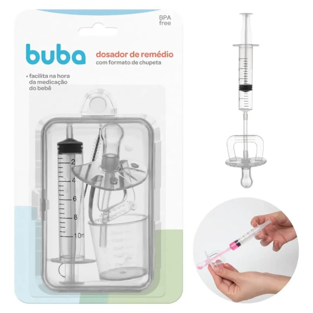 Dosador De Remédio Bebê Chupeta Silicone Com Estojo 10ml