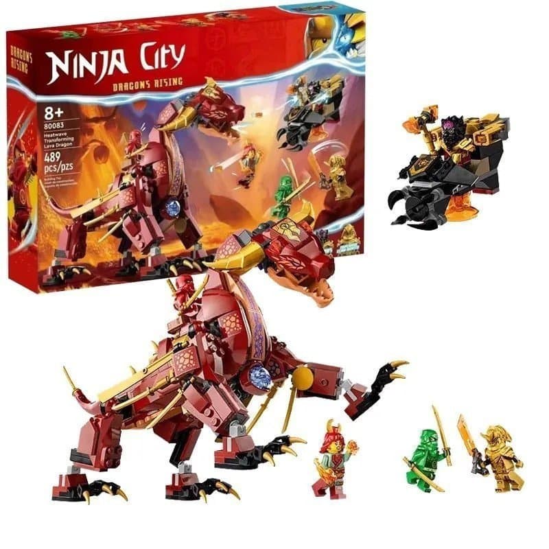Conjunto de Brinquedos de Montar Quebra-Cabeça Compatível com Lego Série Dragão de Lava para Meninos, Ideal para Anivers