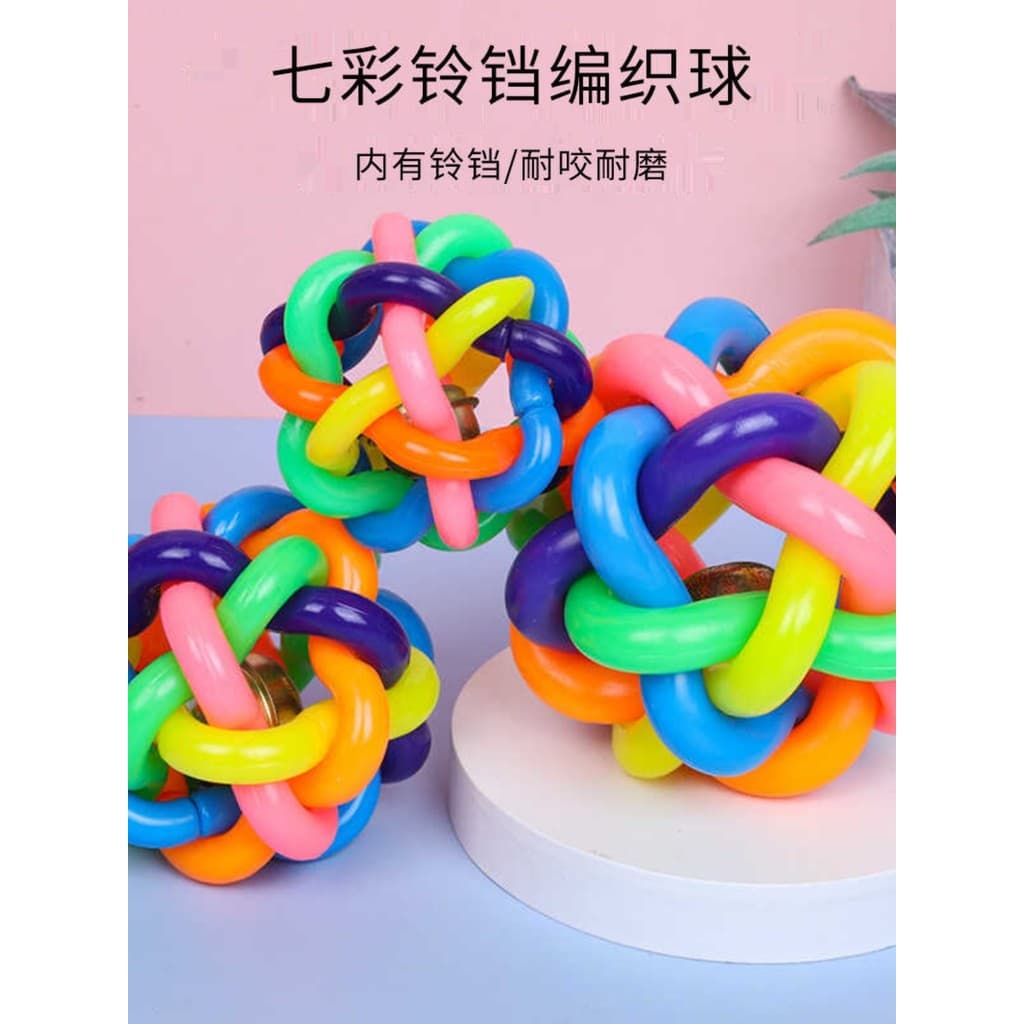 Hanle bola de brinquedo em forma de papagaio, brinquedo para cachorro, bola colorida de sino, brinquedo de voz para anim
