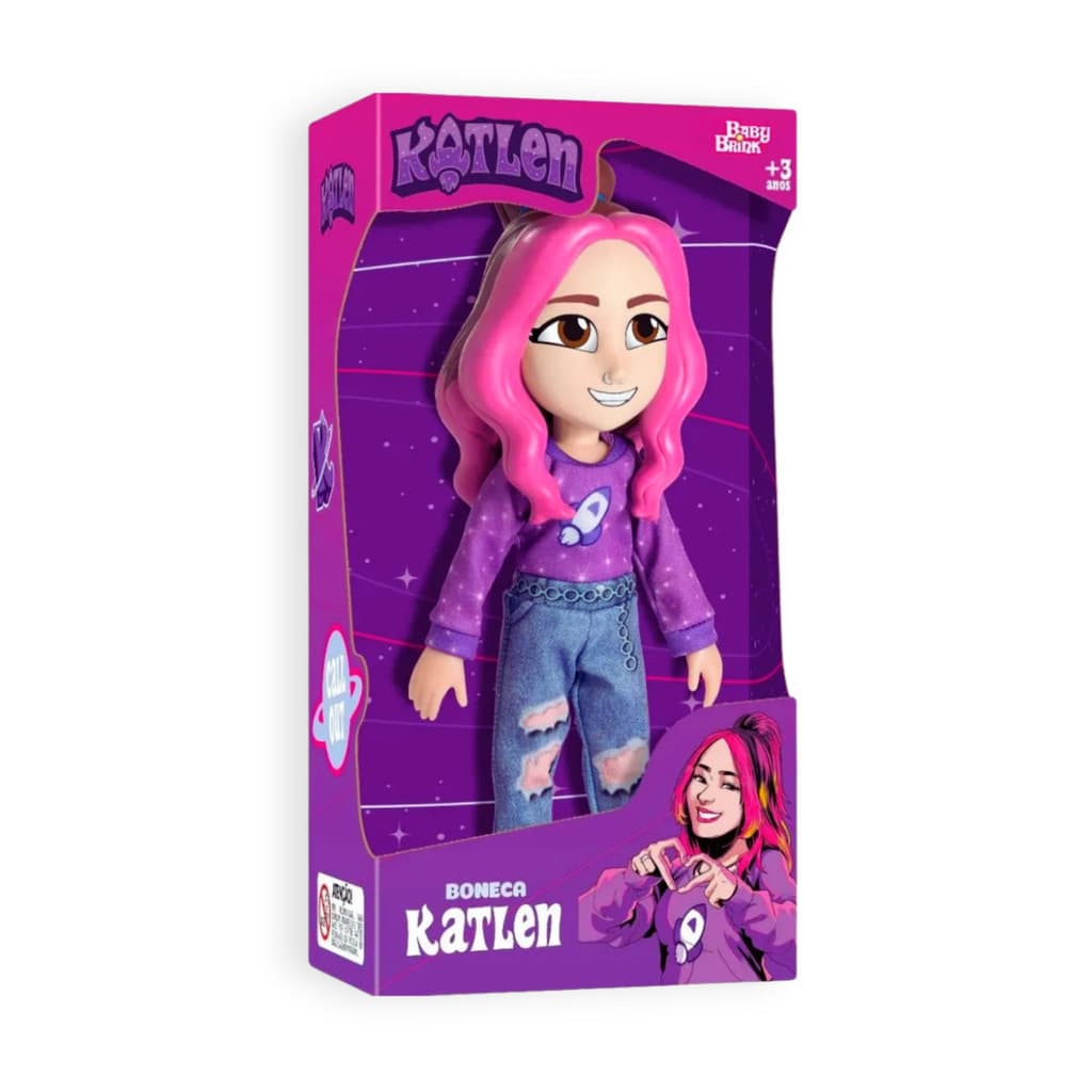 Boneca Katlen Youtuber Dos Rosa Articulada 25cm