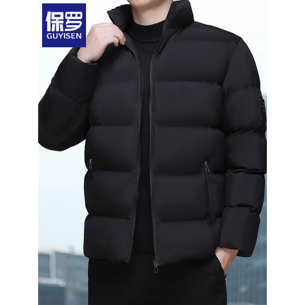 Paul jaqueta acolchoada de inverno masculina, jaqueta acolchoada com gola alta, jaqueta acolchoada quente, jaqueta de pã