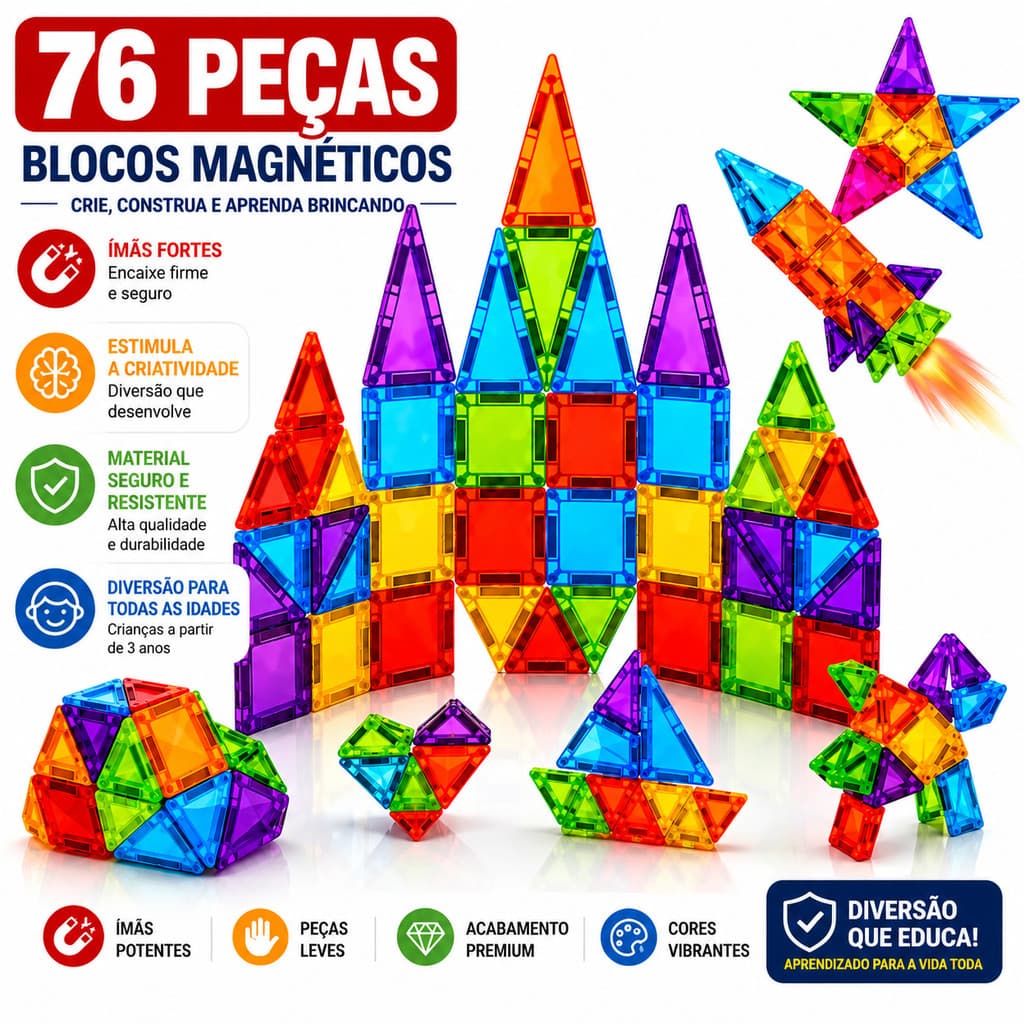 Mini Blocos 3D De Montar Brinquedo Magnético Construção Educativo Infantil 3D