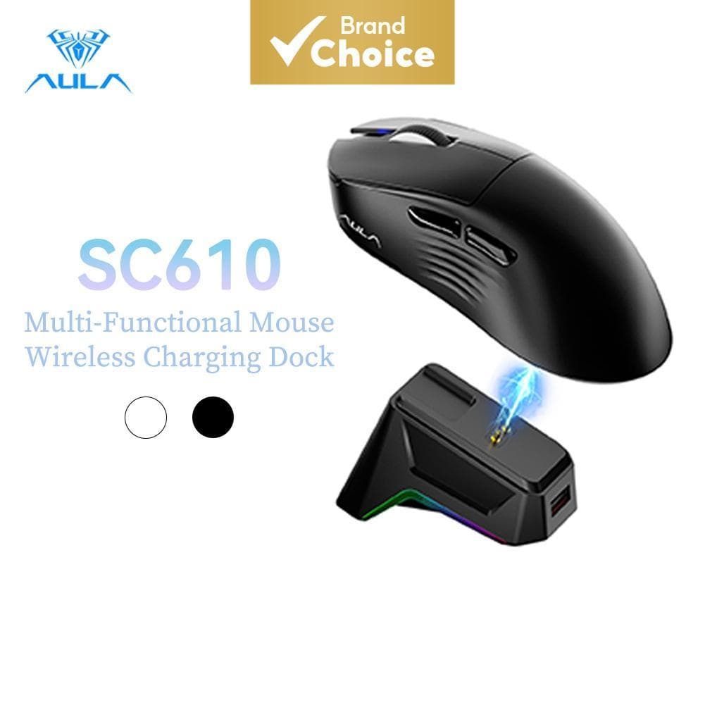 Mouse Sem Fio AULA SC610 PRO com RGB Luminoso, Base Magnética de Carregamento, Bateria 500mAh, Personalizável, para