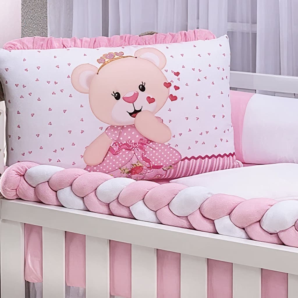 Kit Berço Americano Menina 10 Peças Algodão – Enxoval Completo