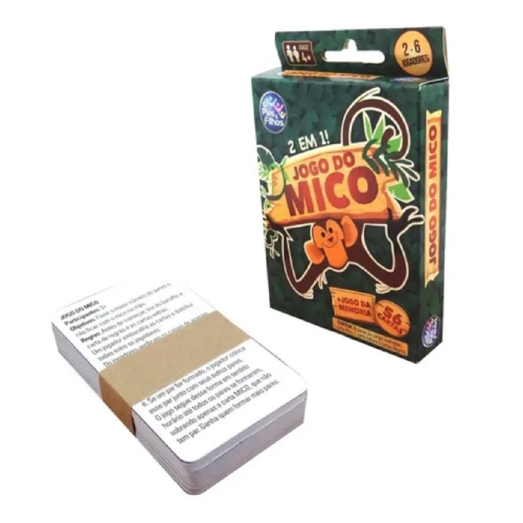 Jogo Do Mico + Da Memória 56 Cartas De Animais 2 em 1 Brinquedo Infantil Fámilia Raciocinio Logico