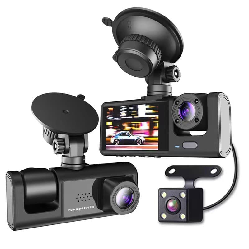 Gravador de condução HD visão noturna 1080P frente Interior do carro traseiro 7cm lente tripla carro WIFIC309