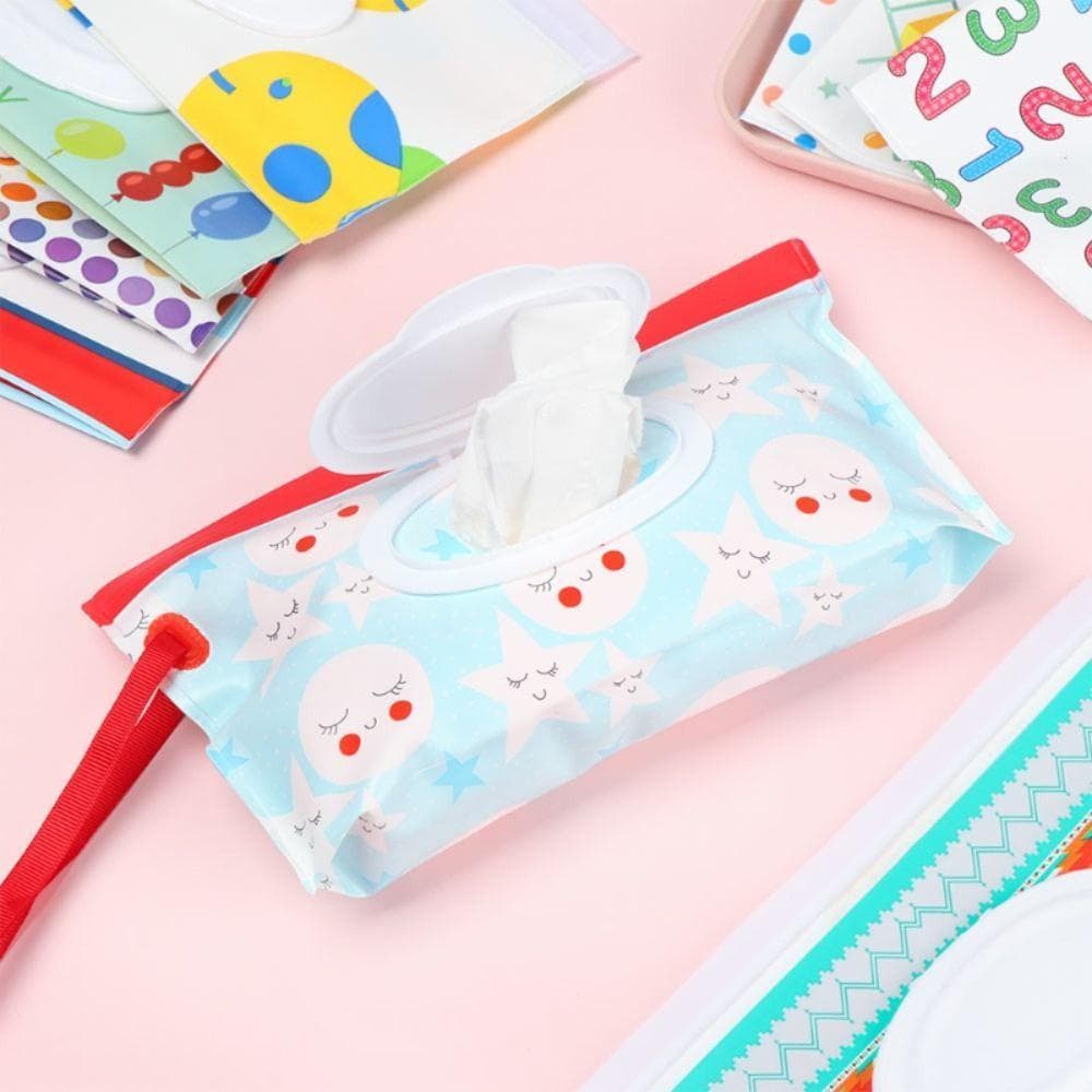  Bolsa Para Lenços Umedecidos , Reutilizável , Útil , Acessório Carrinho De Bebê , Capa Flip , Alça De Pressão ,