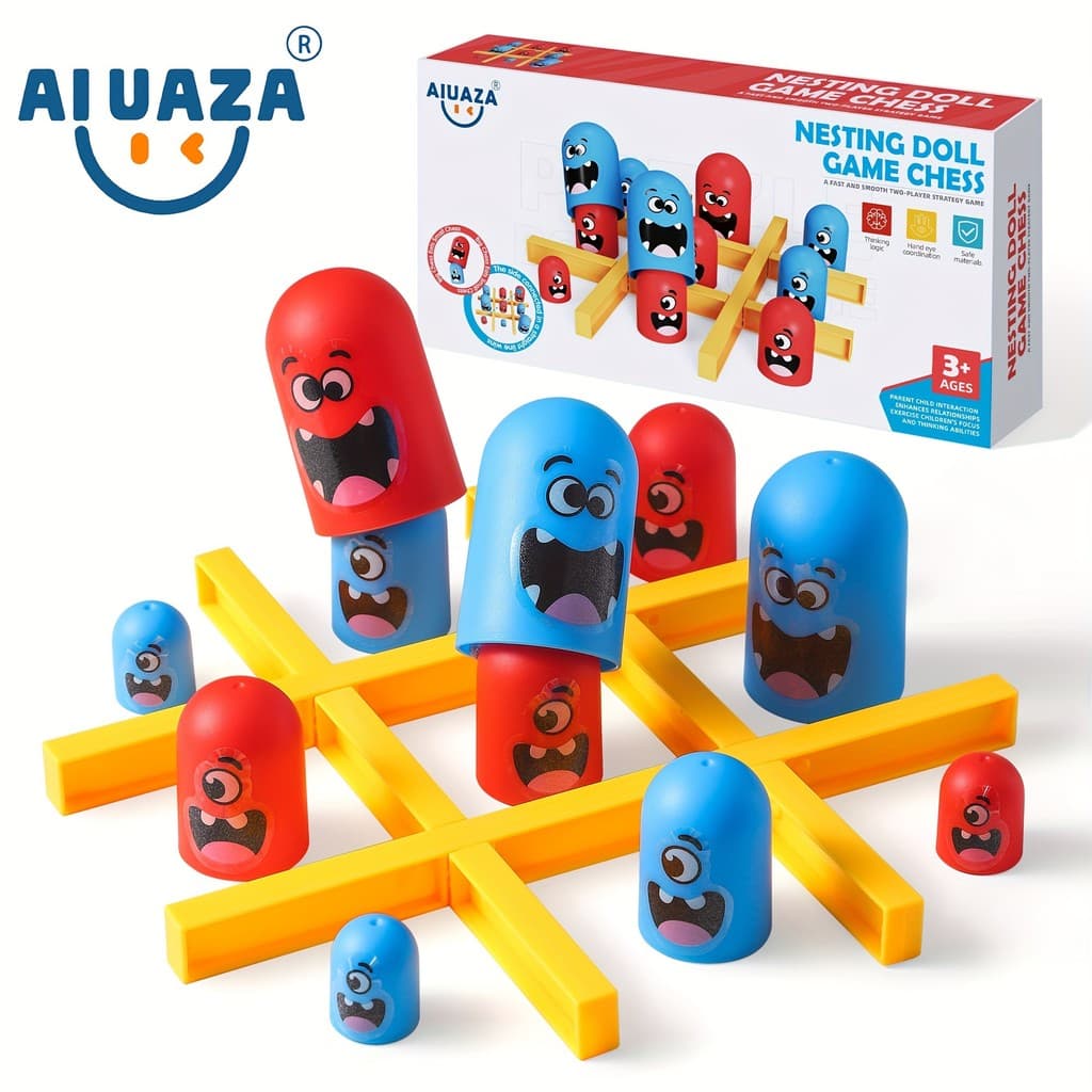 AIUAZA Clássico Jogo do Galo (Tic Tac Toe) Versão Aprimorada, Jogos de Viagem, Jogo de Tabuleiro para Festas em Família,