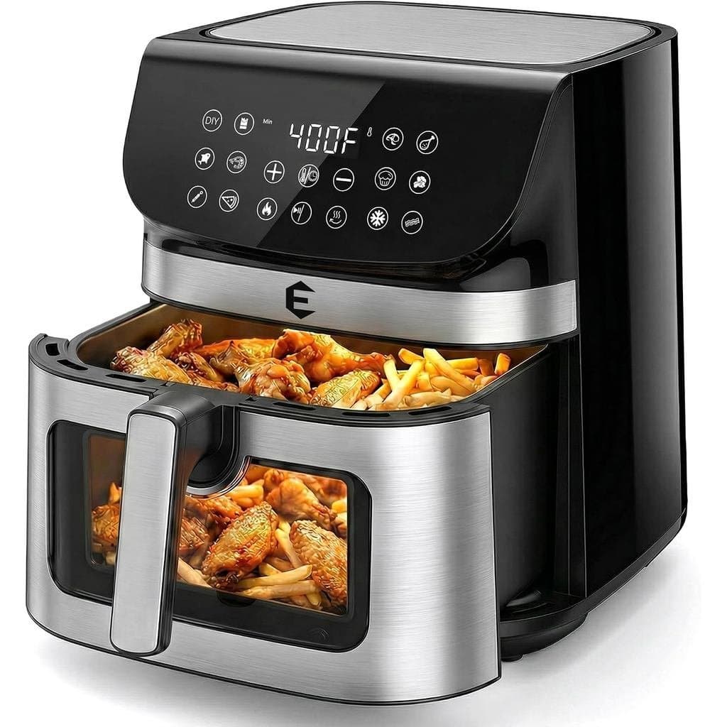 Forno Air Fryer Grande de 9,5 Litros, Forno Airfryer com 12 Programações Digitais e Tela Sensível ao Toque, Air Fryer de