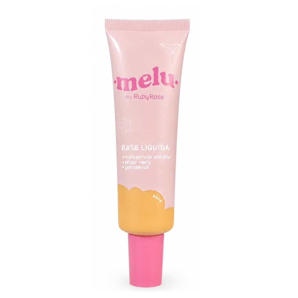 Base Líquida Melu Ruby Rose Alta Cobertura Matte Natural Longa Duração Vegana Resistente à Água Uniformiza