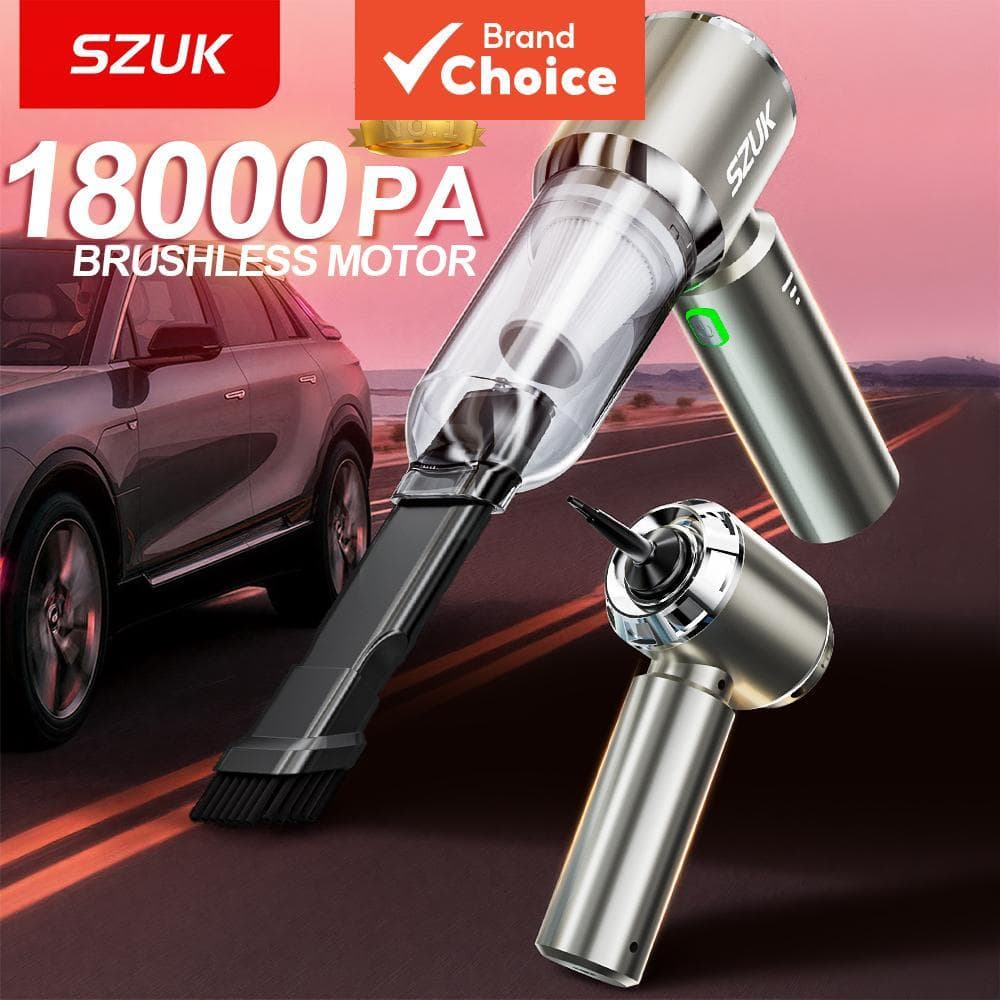 Aspirador de Pó Portátil Sem Fio SZUK para Carro, Potência Alta, Motor Brushless, Soprador Sem Fio, Kit Aspirador e